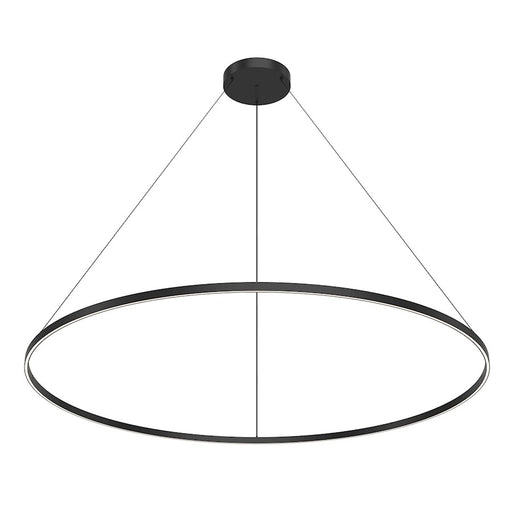 Kuzco Cerchio 72in 1-Light LED Up/Down Pendant | Modern Black Aluminum and Frosted Silicone Diffuser | Kitchen Island & Dining | Model PD87772-BK
