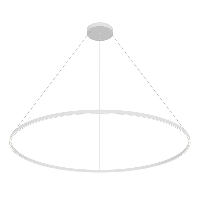 Kuzco Cerchio 72in 1-Light LED Pendant | White Aluminum and Frosted Silicone Diffuser | Kitchen Island & Dining Room | Model PD87772-WH-UNV-010