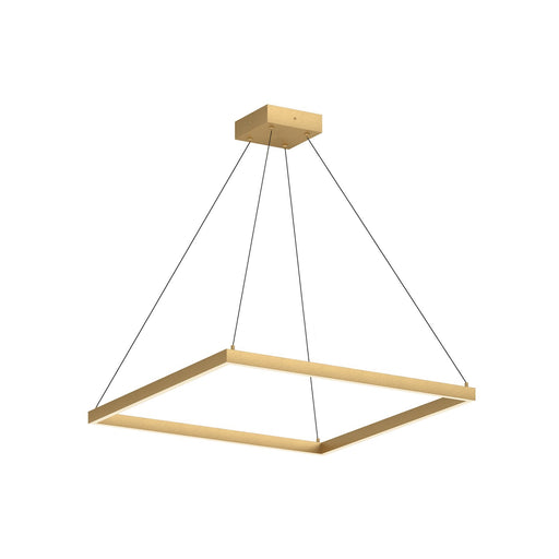 Kuzco Piazza 32in LED Pendant | Brushed Gold Aluminum and Frosted Silicone Diffuser | Kitchen Island & Dining Room | 4700lm 3000K | Model PD88132-BG