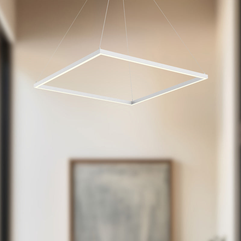Kuzco Piazza 32in 1-Light LED Pendant | Modern White and Frosted Silicone Diffuser | Kitchen Island & Dining Room | 4700lm 3000K | Model PD88132-WH