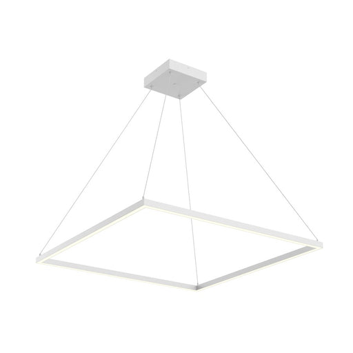 Kuzco Piazza 36in 1-Light LED Pendant | Modern White Aluminum and Frosted Silicone Diffuser | Kitchen Island & Dining Room | Model PD88136-WH