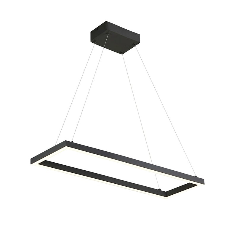 Kuzco Piazza 30in LED Pendant | Modern Black Aluminum and Frosted Silicone Diffuser | Kitchen Island & Dining Room | 2810lm 3000K | Model PD88530-BK