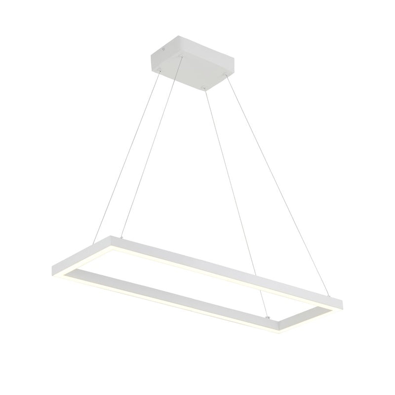 Kuzco Piazza 30in 1-Light LED Pendant | Modern White Aluminum and Frosted Silicone Diffuser | Kitchen Island & Dining Room | Model PD88530-WH