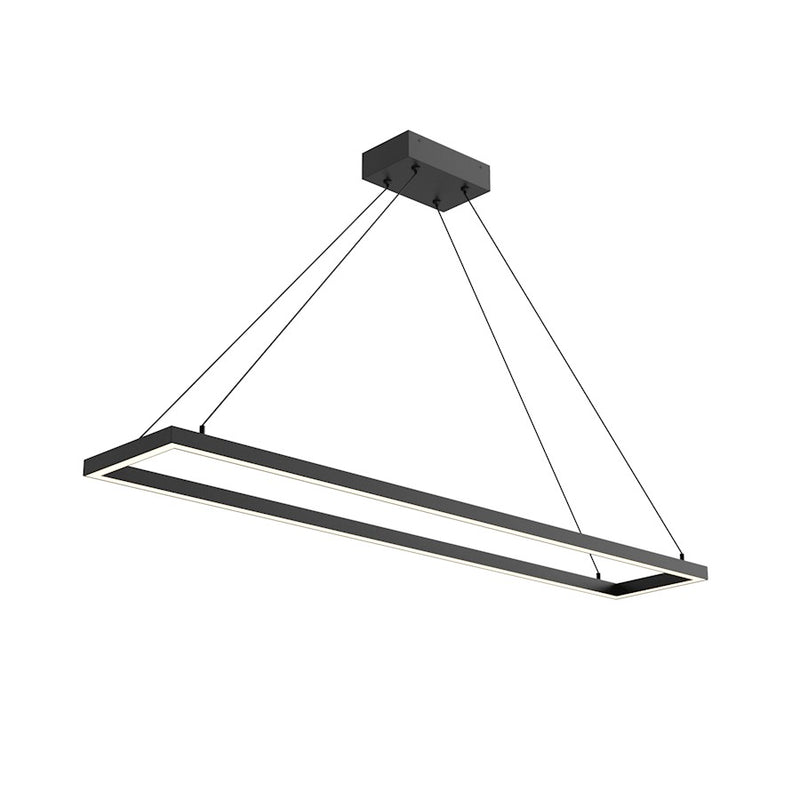 Kuzco Piazza 48in 63W LED Duo Pendant | Modern Black Aluminum and Frosted Silicone Diffuser | Kitchen Island & Dining Room Linear | Model PD88548-BK