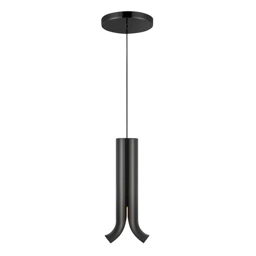 Kuzco Husk 9" LED Pendant, Glossy Black/Stainless Steel Shade - PD89709-GBK