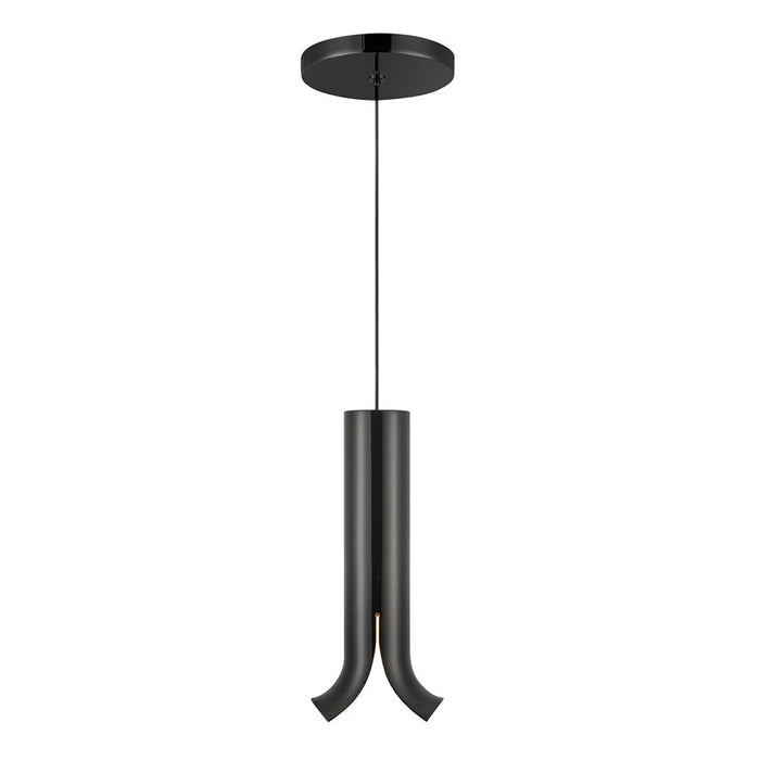 Kuzco Husk 9" LED Pendant, Glossy Black/Stainless Steel Shade - PD89709-GBK