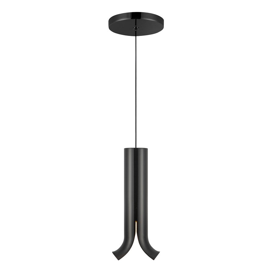 Kuzco Husk 9" LED Pendant, Glossy Black/Stainless Steel Shade - PD89709-GBK