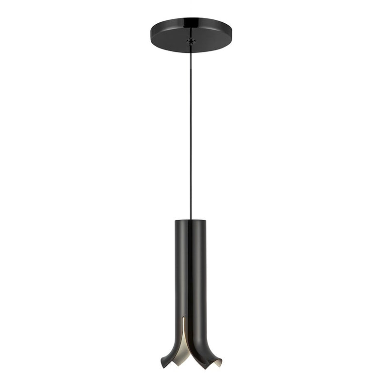 Kuzco Husk 9" LED Pendant, Glossy Black/Stainless Steel Shade