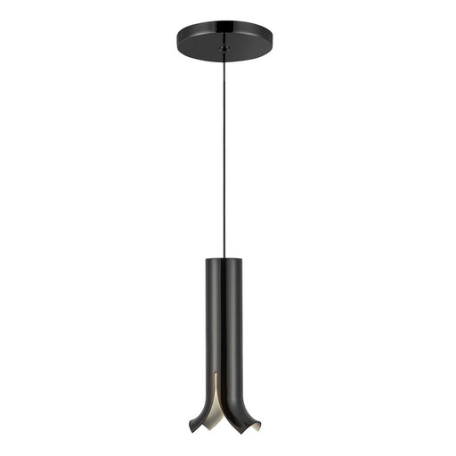 Kuzco Husk 9" LED Pendant, Glossy Black/Stainless Steel Shade