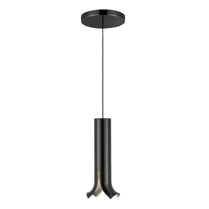 Kuzco Husk 9" LED Pendant, Glossy Black/Stainless Steel Shade