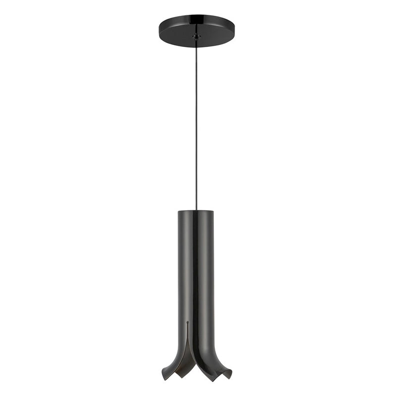 Kuzco Husk 9" LED Pendant, Glossy Black/Stainless Steel Shade