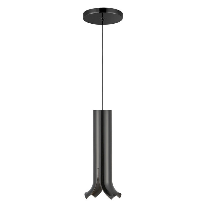 Kuzco Husk 9" LED Pendant, Glossy Black/Stainless Steel Shade