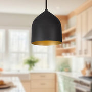 Kuzco Helena 8in LED Pendant | Modern Black and Gold with White Acrylic Diffuser | Kitchen Island & Dining Room | 9.25 x 7.88 in | Model PD9108-BK-GD