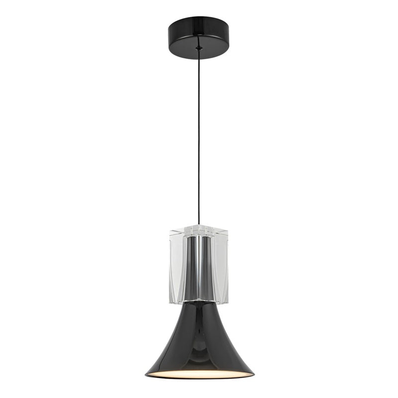 Kuzco Floe 8" LED Pendant, Glossy Black/Clear Crystal/Steel - PD94108-GBK-CC-UNV