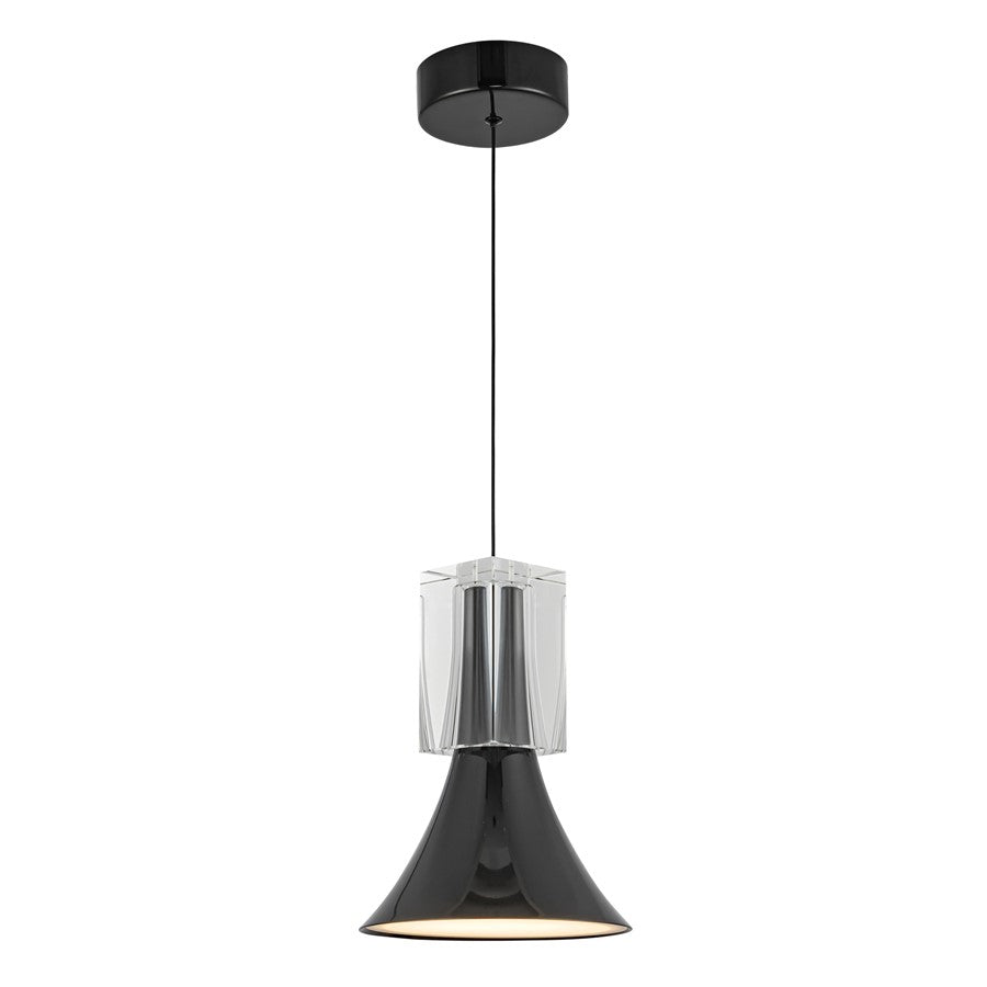 Kuzco Floe 8" LED Pendant, Glossy Black/Clear Crystal/Steel - PD94108-GBK-CC-UNV