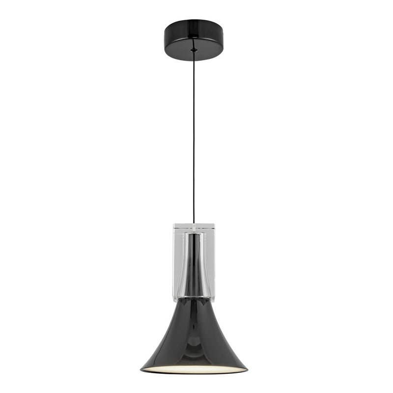 Kuzco Floe 8" LED Pendant, Glossy Black/Clear Crystal/Steel