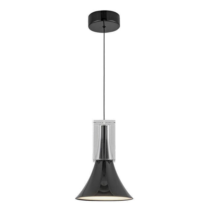Kuzco Floe 8" LED Pendant, Glossy Black/Clear Crystal/Steel