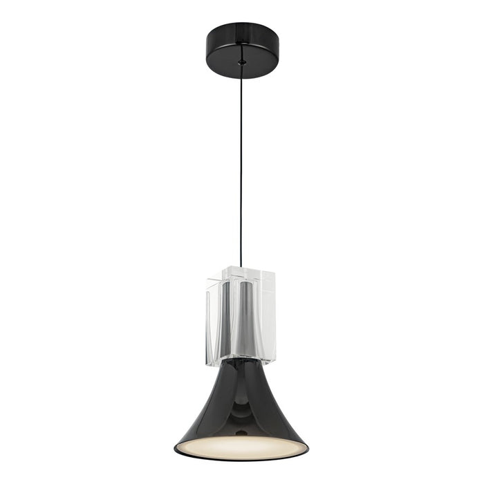 Kuzco Floe 8" LED Pendant, Glossy Black/Clear Crystal/Steel