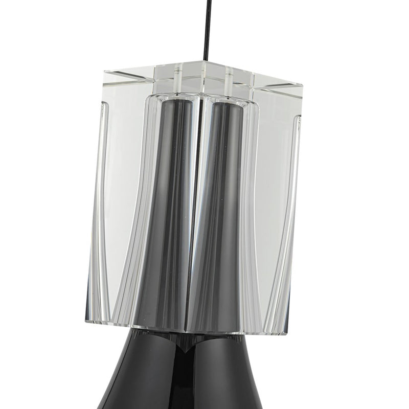 Kuzco Floe 8" LED Pendant, Glossy Black/Clear Crystal/Steel