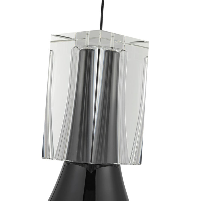 Kuzco Floe 8" LED Pendant, Glossy Black/Clear Crystal/Steel