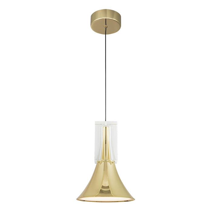 Kuzco Floe 8" LED Pendant, Metallic Brass/Clear Crystal