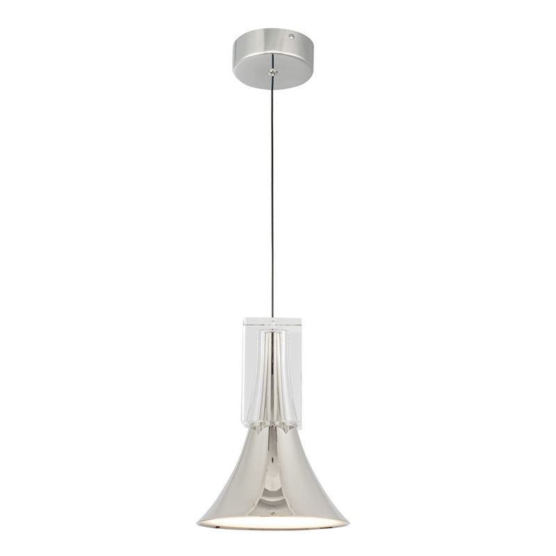 Kuzco Floe 8" LED Pendant, Nickel/Clear Crystal/Steel