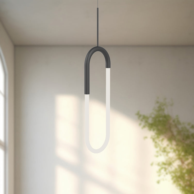 Kuzco Huron 8in 1-Light LED Pendant | Black Steel and Frosted Acrylic Tube | Kitchen Island & Dining Room | 1100lm 3000K 90CRI | Model PD95108-BK