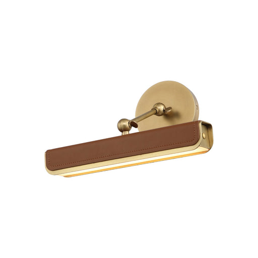 Kuzco Alora Valise Picture 12in 1-Light LED Picture Light | Vintage Brass and Cognac Leather with Frosted Acrylic Diffuser | Art | Model PL307912VBCL
