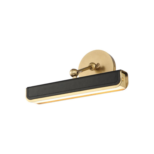 Kuzco Alora Valise 12in LED Picture Light | Vintage Brass and Tuxedo Leather | Art Gallery & Hallway Accent | 800lm 2700K | Model PL307912VBTL