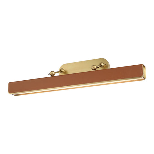 Kuzco Valise Picture 32in LED Picture Light | Vintage Brass and Cognac Leather with Frosted Acrylic | Art Gallery & Living Room | Model PL307931VBCL