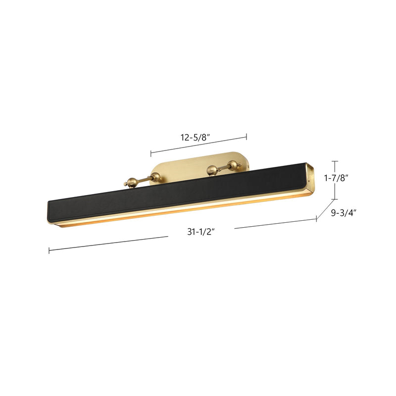 Kuzco Valise Picture 32in LED Picture Light | Vintage Brass and Tuxedo Leather | Art Gallery & Hallway Accent | Model PL307931VBTL