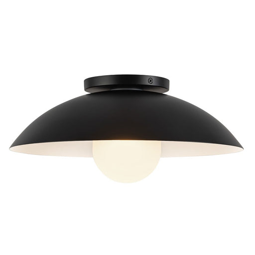 Kuzco Umbra 14" Blk Semi-Flush Mount, Blk/Opal Glass - SF10814-BK-OP