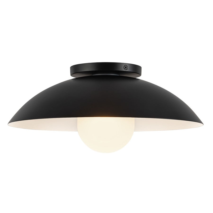 Kuzco Umbra 14" Blk Semi-Flush Mount, Blk/Opal Glass - SF10814-BK-OP