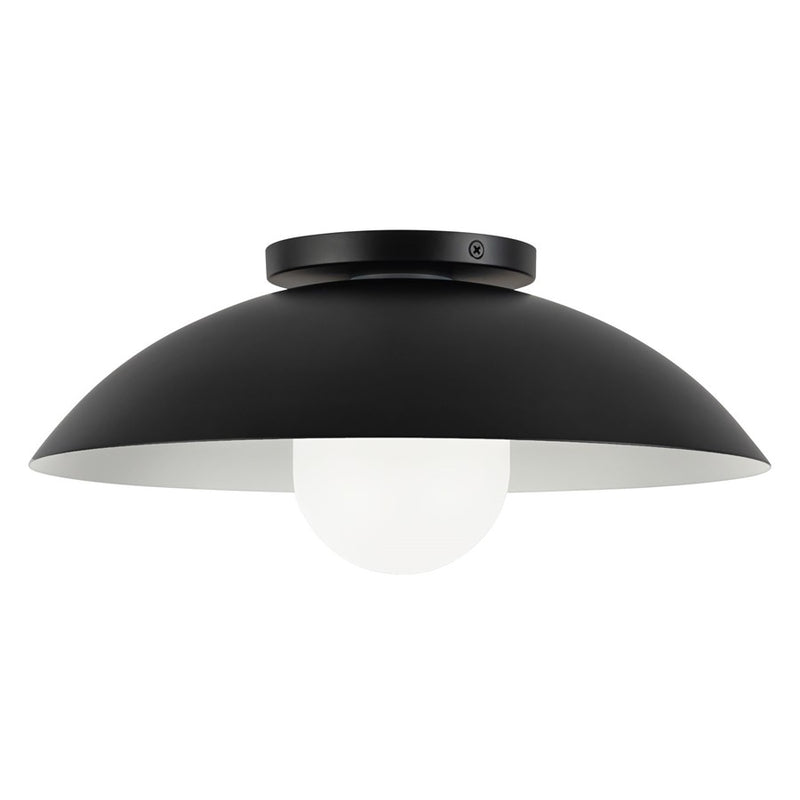 Kuzco Umbra 14" Black Semi-Flush Mount, Black/Opal Glass