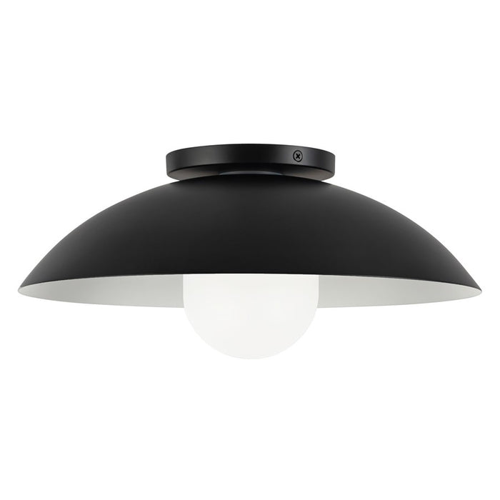 Kuzco Umbra 14" Black Semi-Flush Mount, Black/Opal Glass