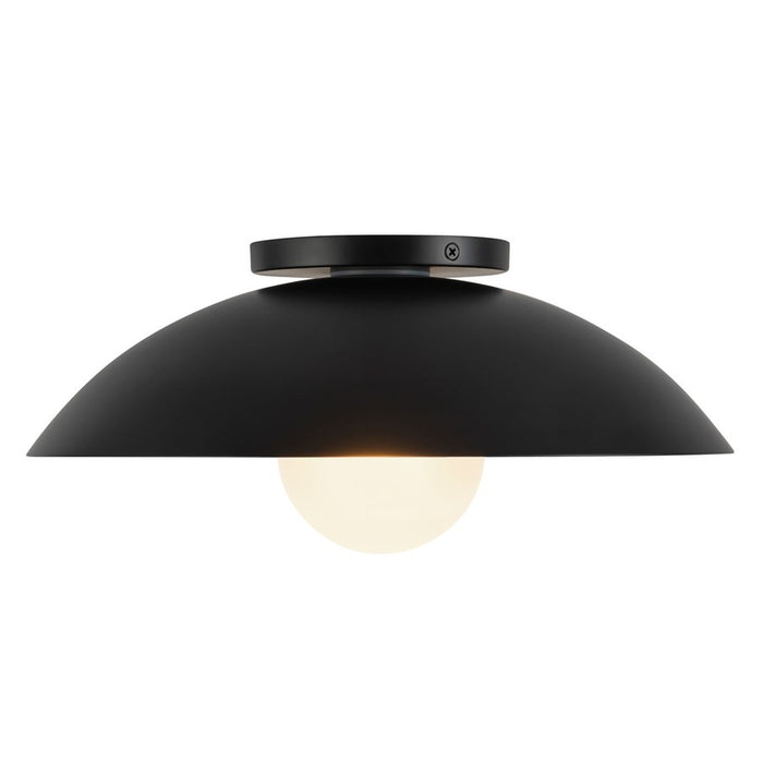 Kuzco Umbra 14" Black Semi-Flush Mount, Black/Opal Glass