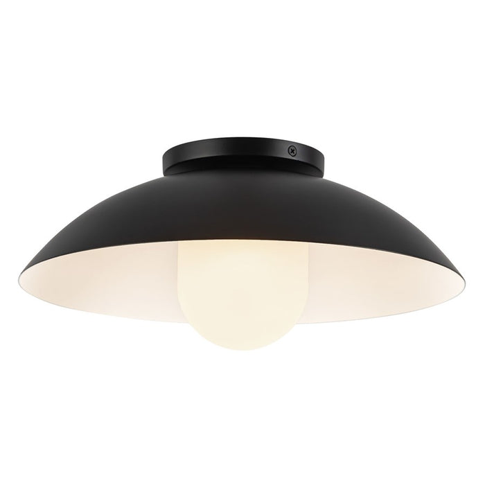 Kuzco Umbra 14" Black Semi-Flush Mount, Black/Opal Glass