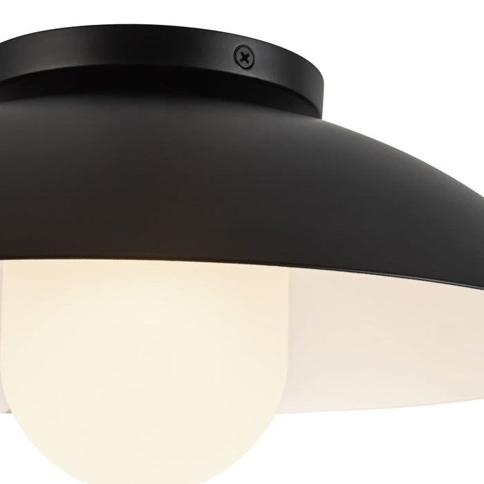 Kuzco Umbra 14" Black Semi-Flush Mount, Black/Opal Glass