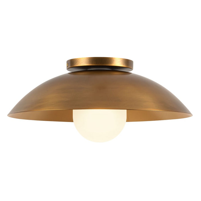 Kuzco Umbra 14" Brass Semi-Flush Mt, Vintage Brass/Opal Glass - SF10814-VB-OP