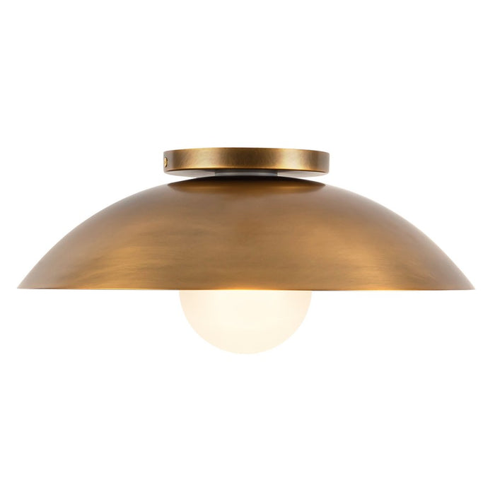 Kuzco Umbra 14" Brass Semi-Flush Mount, Vintage Brass/Opal Glass