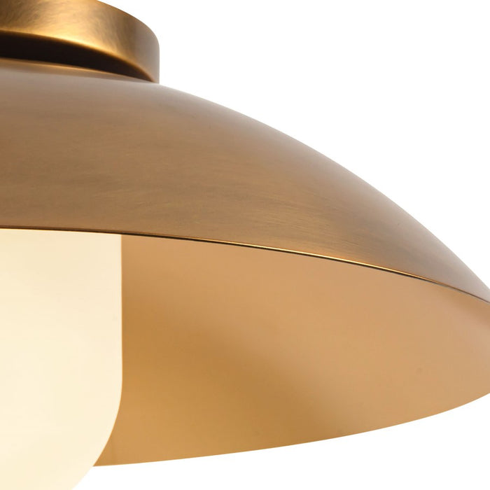 Kuzco Umbra 14" Brass Semi-Flush Mount, Vintage Brass/Opal Glass