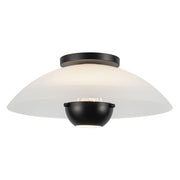 Kuzco Umbra 14" Blk Semi-Flush Mount, Opal Glass/Blk - SF11914-OP-BK