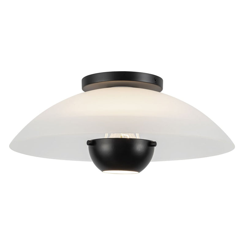 Kuzco Umbra 14" Blk Semi-Flush Mount, Opal Glass/Blk - SF11914-OP-BK