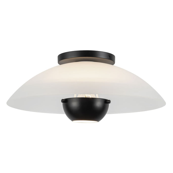 Kuzco Umbra 14" Blk Semi-Flush Mount, Opal Glass/Blk - SF11914-OP-BK