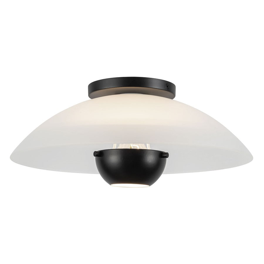 Kuzco Umbra 14" Blk Semi-Flush Mount, Opal Glass/Blk - SF11914-OP-BK