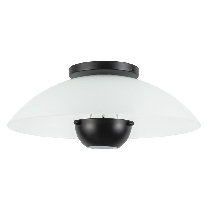Kuzco Umbra 14" Black Semi-Flush Mount, Opal Glass/Blk