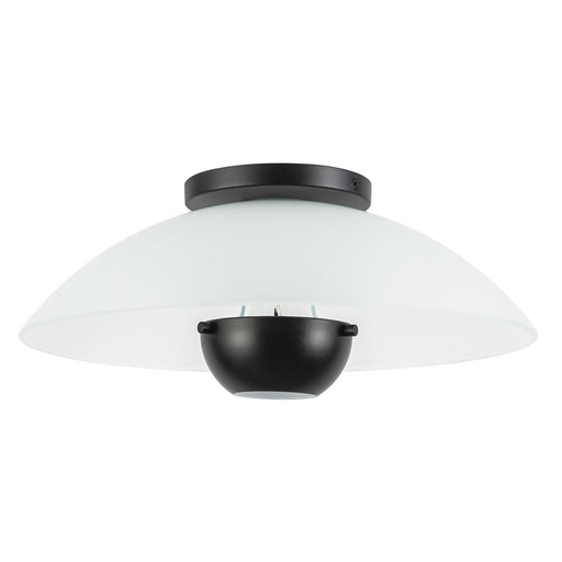 Kuzco Umbra 14" Black Semi-Flush Mount, Opal Glass/Blk