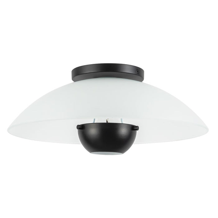 Kuzco Umbra 14" Black Semi-Flush Mount, Opal Glass/Blk