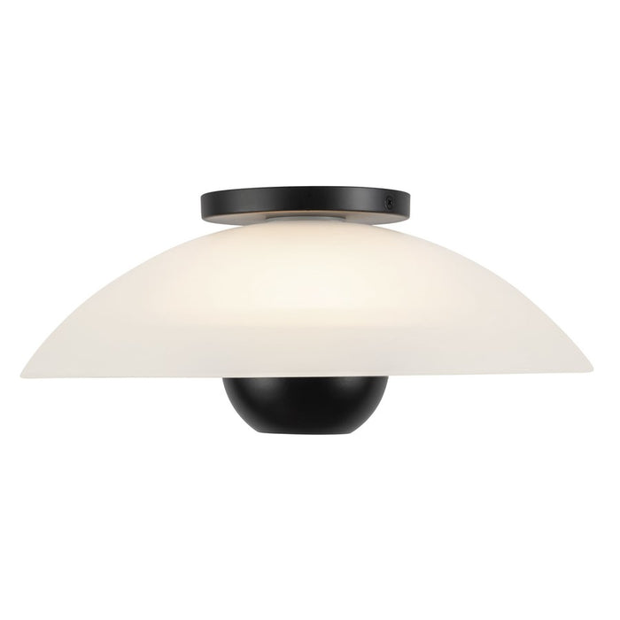 Kuzco Umbra 14" Black Semi-Flush Mount, Opal Glass/Blk