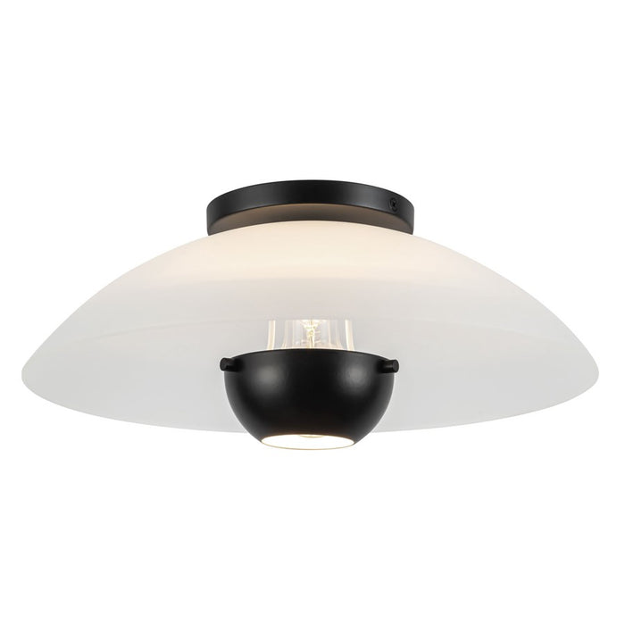 Kuzco Umbra 14" Black Semi-Flush Mount, Opal Glass/Blk
